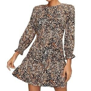 WILFRED Aritzia Baroque Giselle Bison Animal Leopard Print Mini Dress - Sz 2